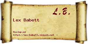 Lex Babett névjegykártya